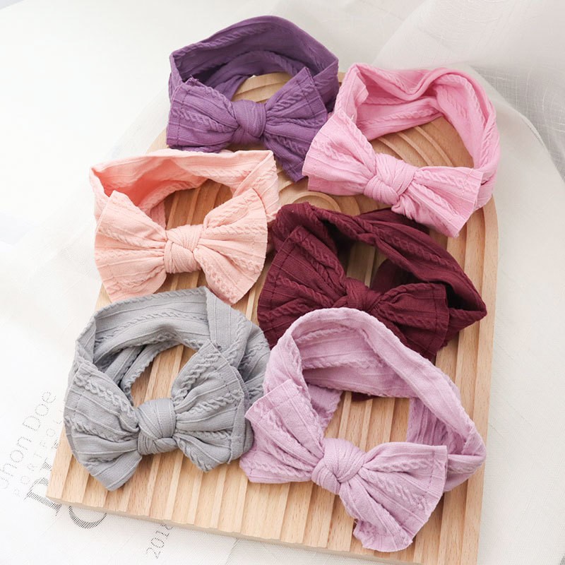 Baby Hair Band Girls Bow Elastic Headbands Turban Baby Hair Accessories Kids Headpiece 18 Colors