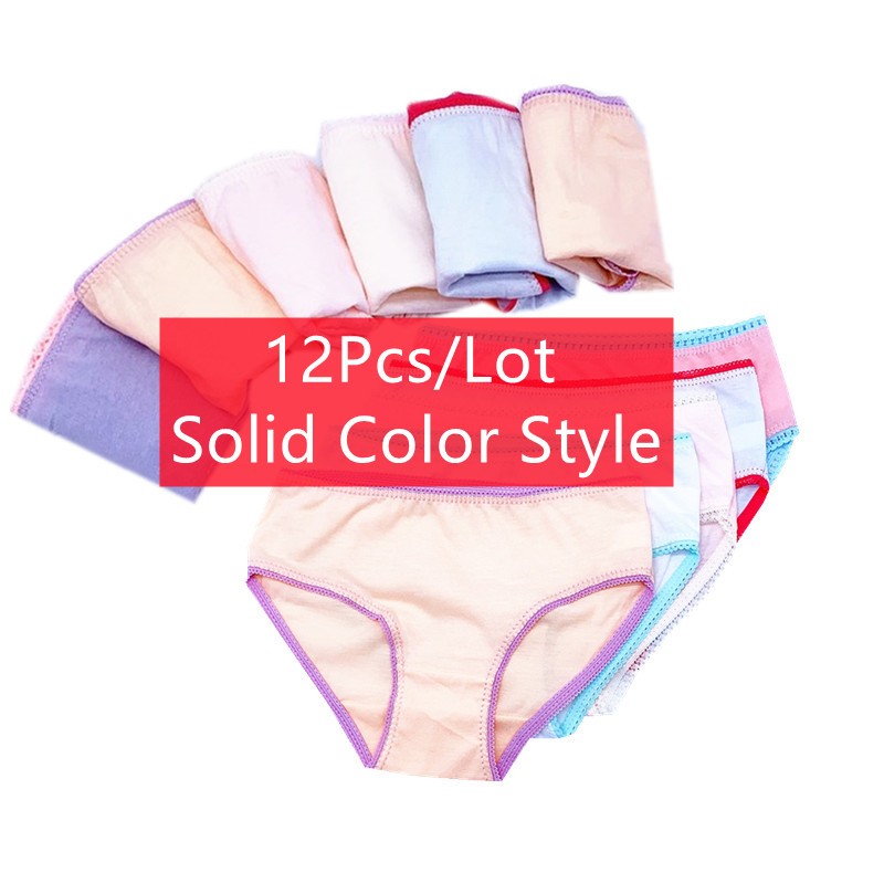 12pcs/lot Baby Girls Underwear Cotton Briefs Kids Short Briefs Children Underwear