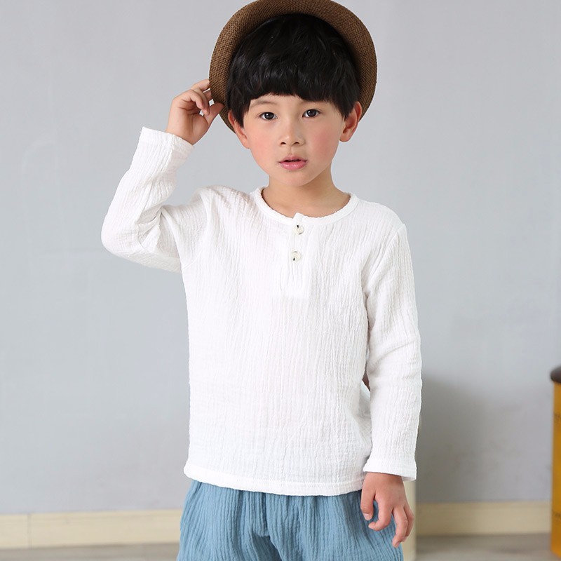 Children T-shirt Fashion Linen Pleated Boys T-shirt Children T-shirt 2022 Summer Baby Boys Girls T-shirt Children Kids Clothes