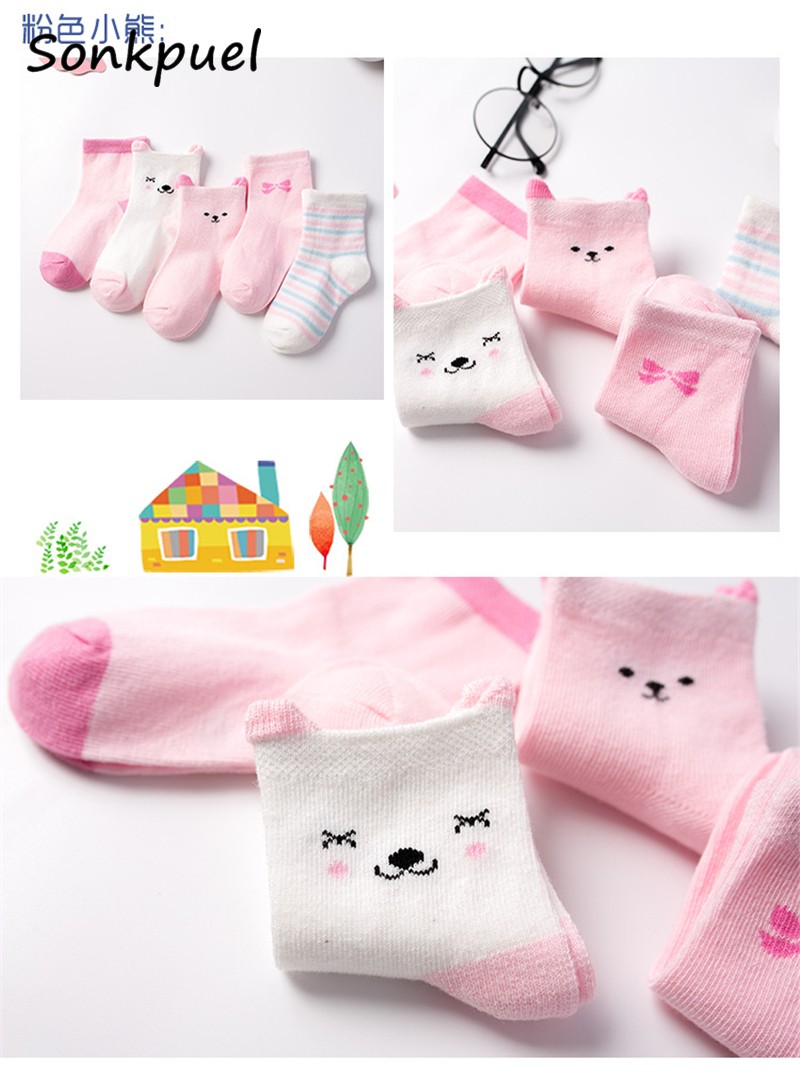 5 Pairs/Lot Baby Socks for Newborns Infant Cute Cartoon Cotton Socks Soft Summer 0-4Years Boy Girl Lovely Mesh Kids Gift CN