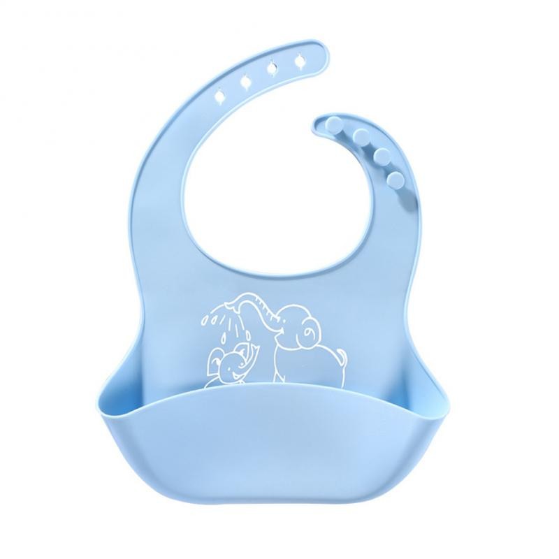 Infant Baby Bibs Soft Silicone Feeding Pockets Solid Adjustable Elastic Waterproof Anti-leaking Cartoon Burp Cloths Eco-friendly