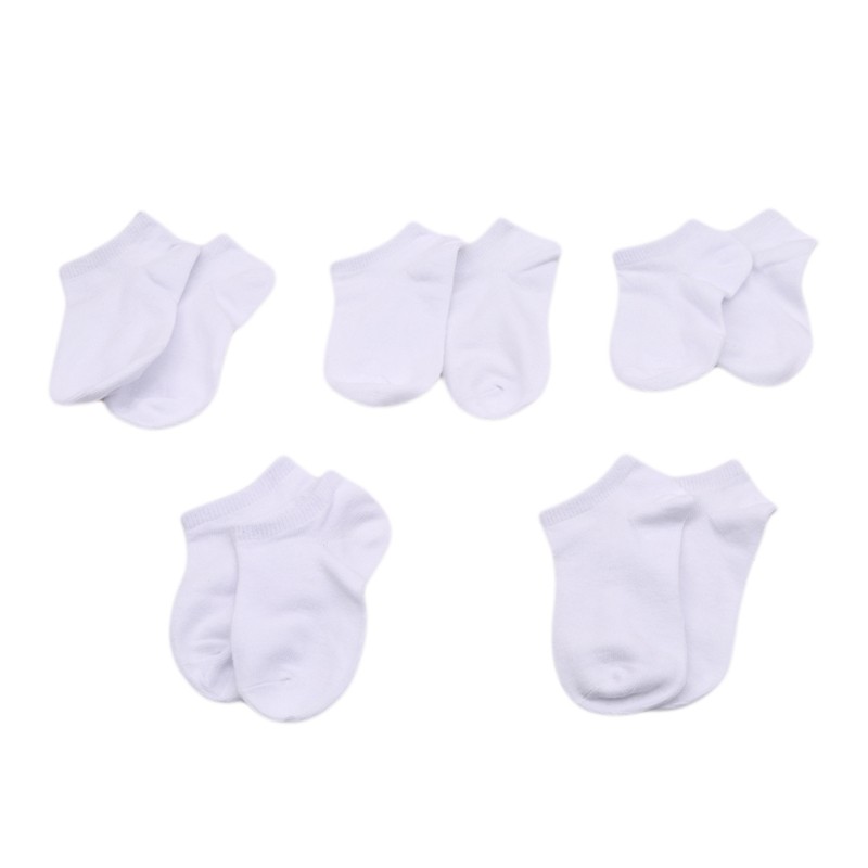 5 Pairs/Pack White Socks Toddler Toddler Short Spring Style Solid Thin Soft Socks for Boys Girls Clothing Accessories