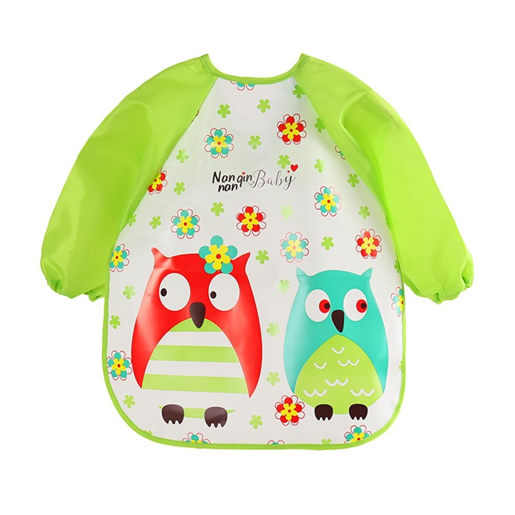 0-3Y Baby Bibs Cute Cartoon Animals Waterproof Children Colorful Bib Full Sleeve Bibs Children Apron Long Sleeve Feeding Bibs