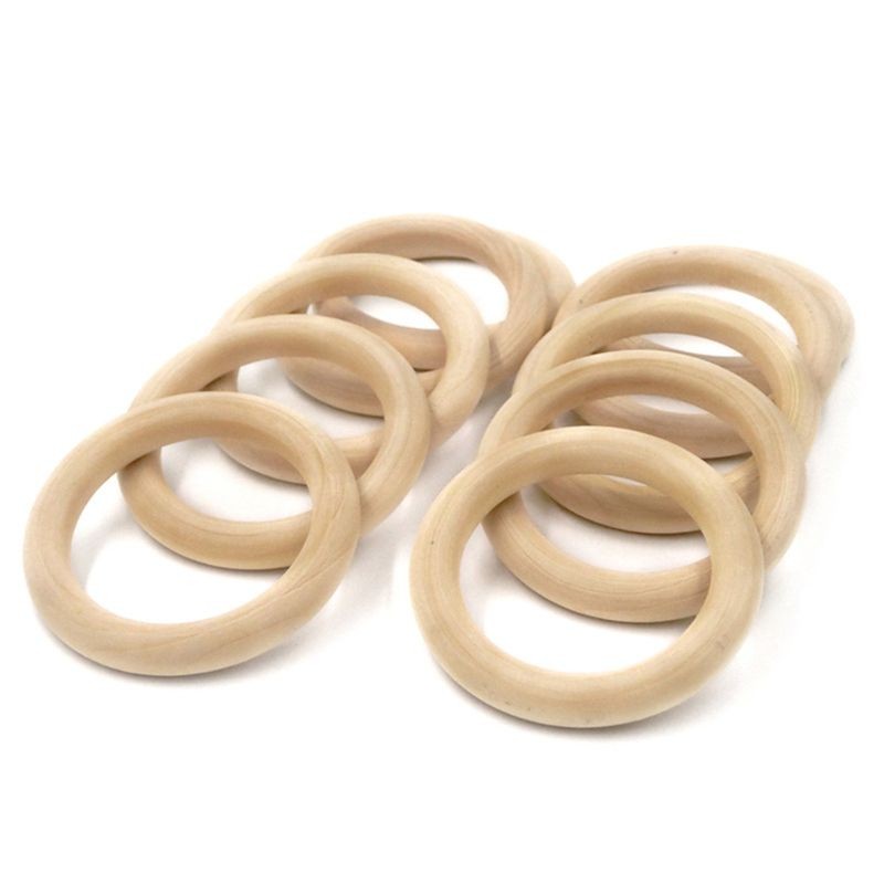 20pcs Natural Wooden Baby Teether Molar Ring Infant DIY Making Safe Teething Accessories Newborn Bracelet Craft Toy