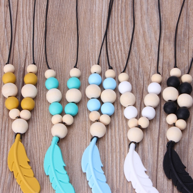 Baby Infant Silicone Feather Jewelry Teething Necklace Baby Nursing Chew Toys