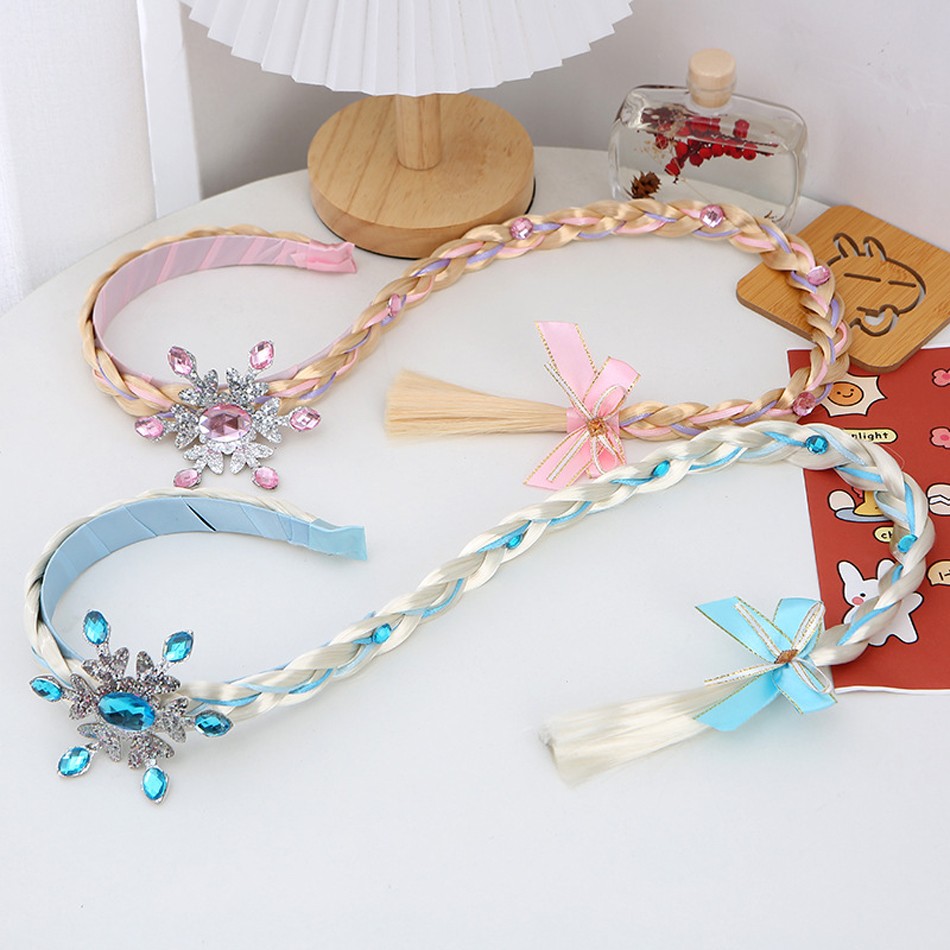 Elsa Cosplay Weaving Tangled Braid Kids Rapunzel Princess Hair Headband Girl Wig Princess Girls Headband Kids Hair Hoop Braided