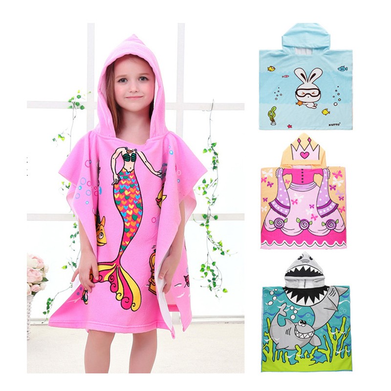 Cartoon Baby Bath Towel Microfiber Cotton Hooded Beach Towel Newborn Cape Towels Soft Poncho Kids Bathing Stuff Infant Towel