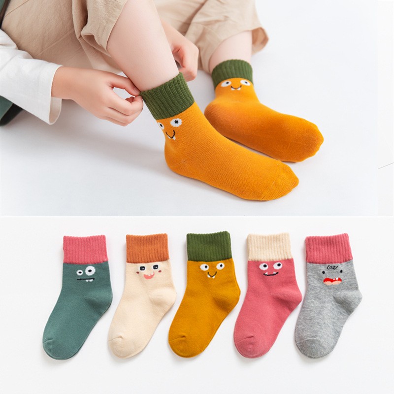 2022 5pairs/lot Children Cotton Boys Girls Socks Cute Cartoon Pattern Kids Socks for Baby Boy Girl Sport Pattern Suitable for 1-12Y