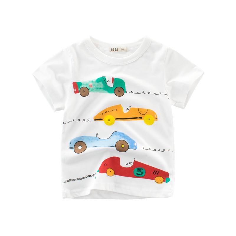 2-8 years old children's summer T-shirt, children's clothing, short-sleeved T-shirt, cartoon car T-shirt, children's cotton T-shirt