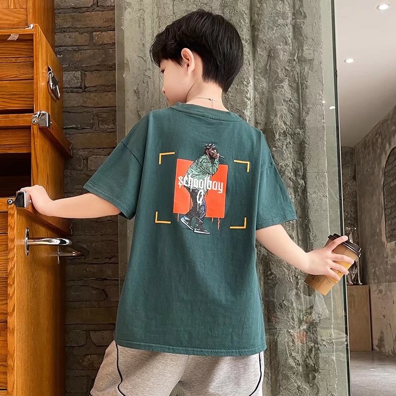 Children's clothing boys short-sleeved T-shirt summer new double-sided printing half-sleeved thin bottoming children's clothing