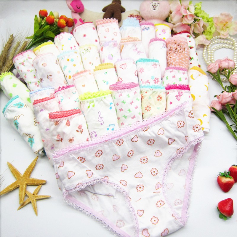 24pcs/lot Cotton Girls Children's Underwear Triangle Briefs Kids Underwear 2-12 Years