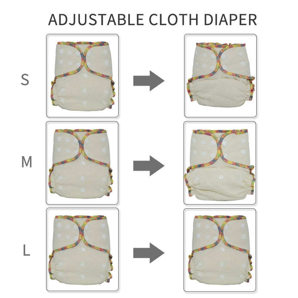 EezKoala 2 Pieces Eco Friendly OS Hemp Fitted Cloth Diapers, AIO All Diaper with Snap Insert, High Absorbency, Fits Baby 5-15kgs