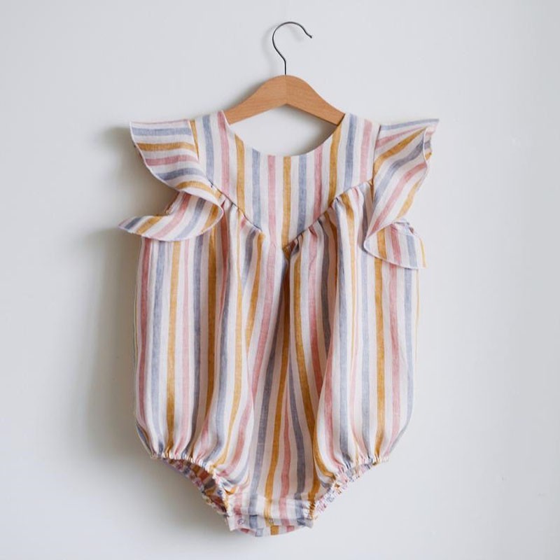 Baby Girls Summer Rompers 0-24 Months Striped Sleeveless One-piece Newborn Baby Clothes Cotton Linen Clothes Baby Girl Outfit