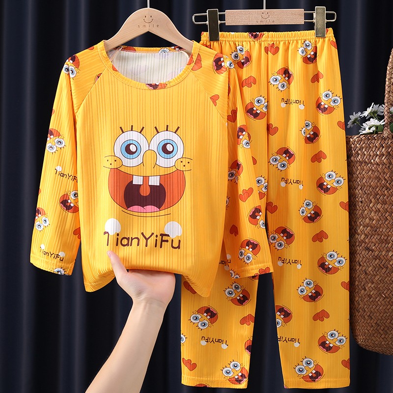 Newborn Kids Boys Girls Pajama Sets Cartoon Casual Long Sleeve Cute T-shirt Tops With Pants Toddler Baby Autumn Sleeping Clothes