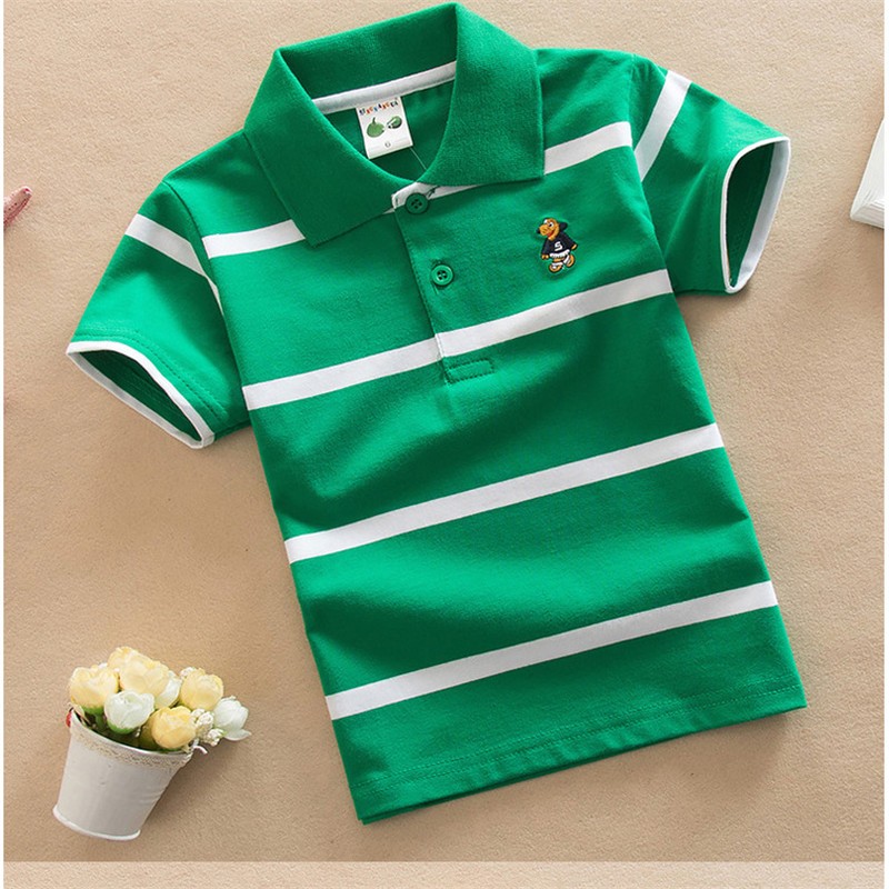 Jargazol T-shirt Children's Clothing Turn-down Collar T-shirt Summer Baby Boys Striped Color Baby Clothes