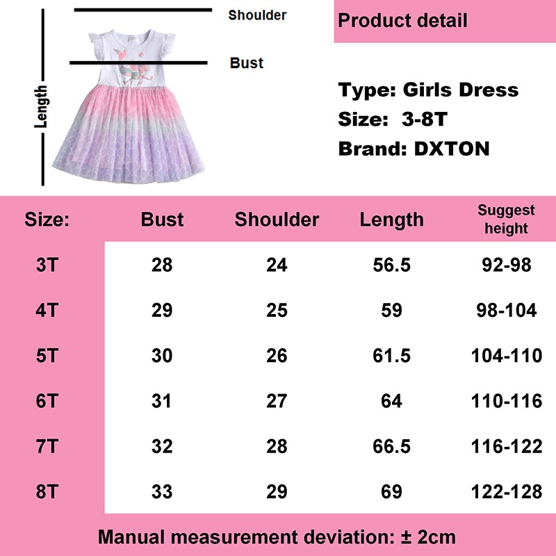 DXTON-Girls Summer Dresses Princess Kids Clothes Flying Sleeve Unicorn Dress 2021