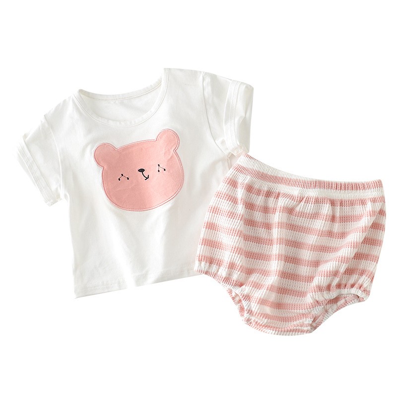 Infant clothing sets 2022 summer girl boy T-shirt shorts 2pcs suit baby kids outfits cartoon bear cotton baby clothes