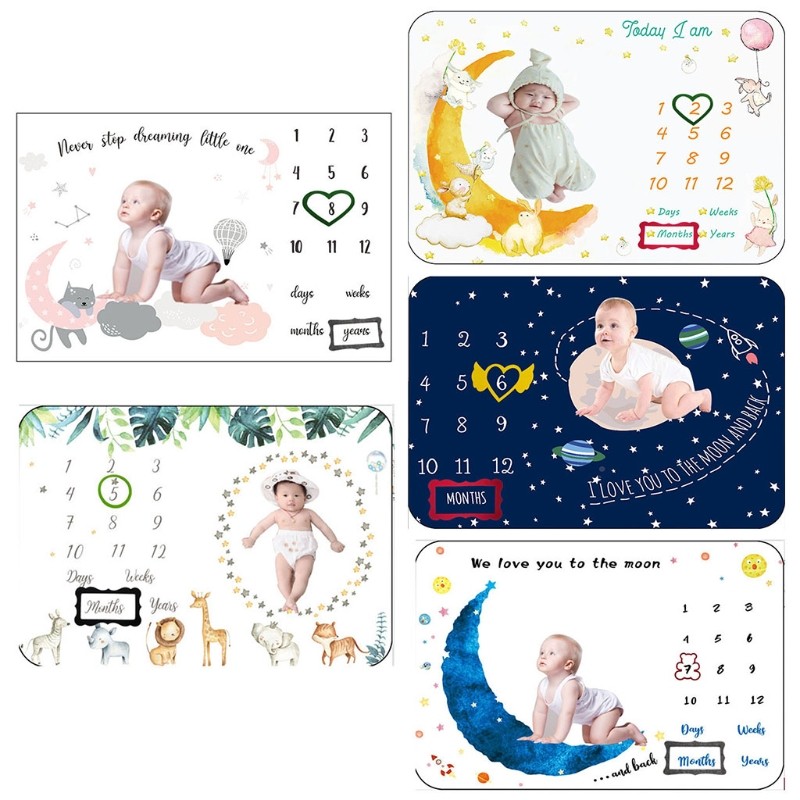 1 set baby monthly growth record milestone blanket newborn photography props accessories creative background cloth infant