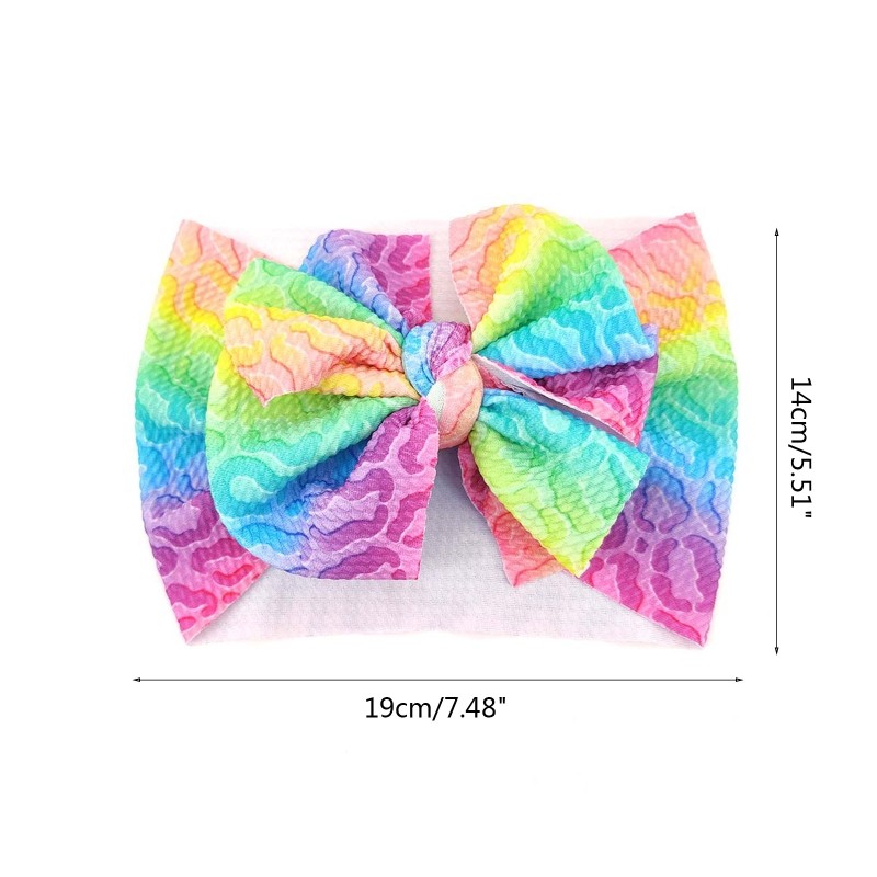 Newborn Baby Girl Big Bowknot Headband Rainbow Sunflower Print Infant Wide Hairband Toddler Turban Knotted Elastic Headwrap