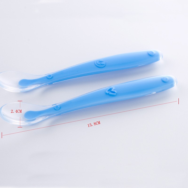 Baby Soft Spoon Silicone Food Grade Baby Feeding Spoons Safety Candy Color Tableware Infant Learning Spoons Baby Supplies