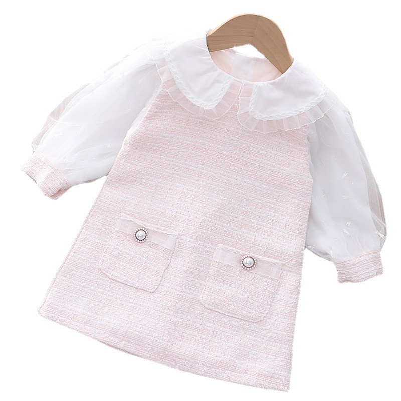 Sweet Girls Dress Spring Autumn Gauze Long Sleeve Elegant Princess Dresses For Kids Children Clothing