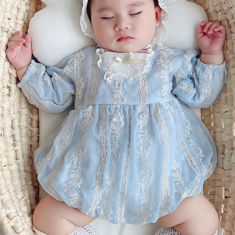 New Spring 2022 Princess Romper Baby Clothes Newborn Baby Clothes Embroidery Suits Baby Suits