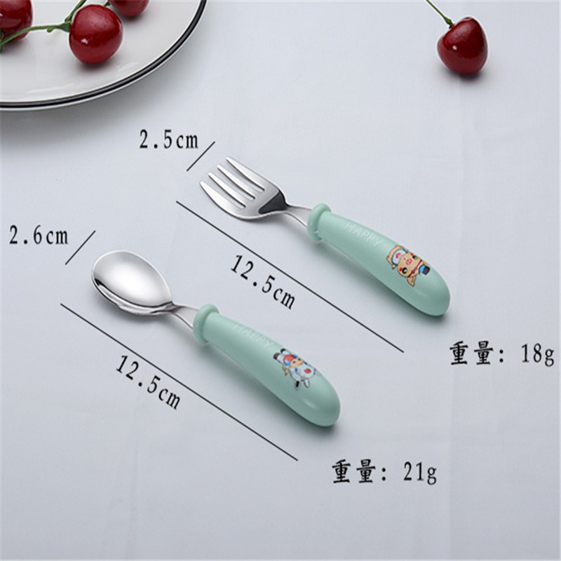 Baby gadgets cutlery set children utensils stainless steel baby dinnerware cutlery cartoon infant food feeding spoon fork