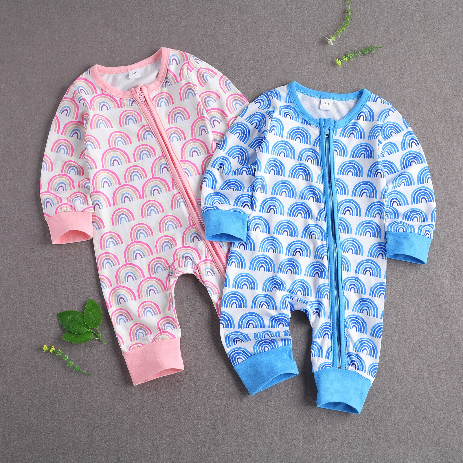 Ma & Baby Autumn Winter Long Sleeve Baby Romper 0-12 Months Rainbow Jumpsuit For Girls Boys Soft Cute Baby Clothes