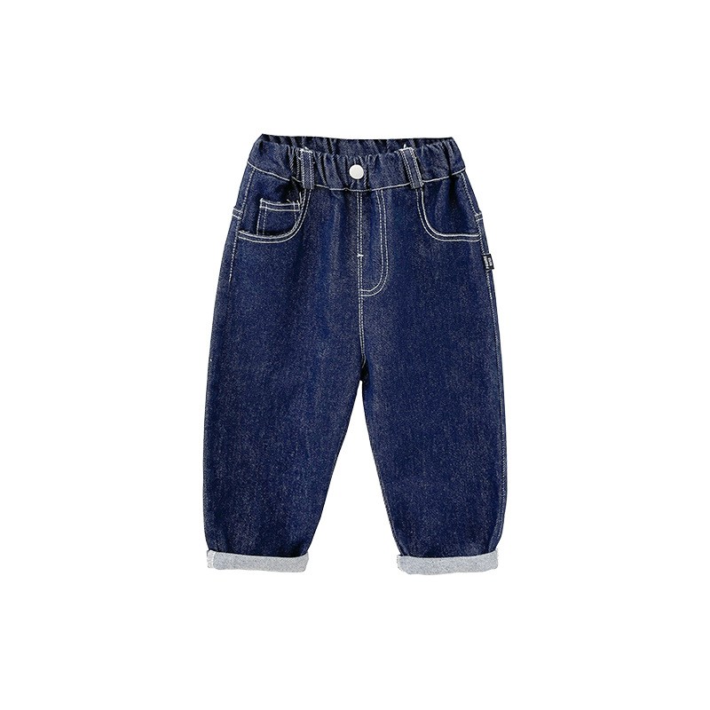 2022 Spring Children's Textured Navy Blue Denim Trousers Little Boy Wear 2-22