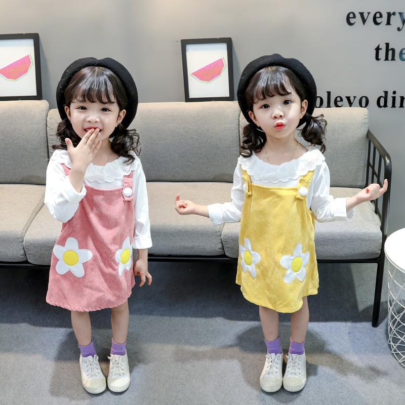 Baby Girls Clothes Sets Kids 2022 Fashion Infant Spring Autumn Sweet 2pcs Doll Outfits Collar Tops + Corduroy Skirt Baby Suits