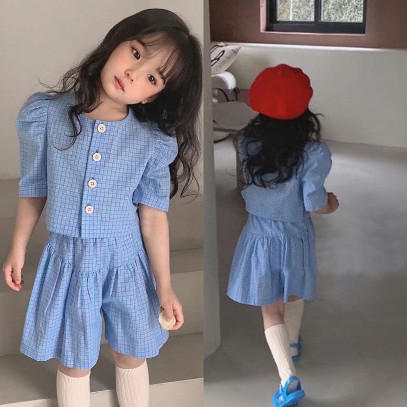 Girls clothing sets 2022 summer chiffon top shorts 2pcs children's clothing for girls kids casual suits blouses T-shirt + short pants