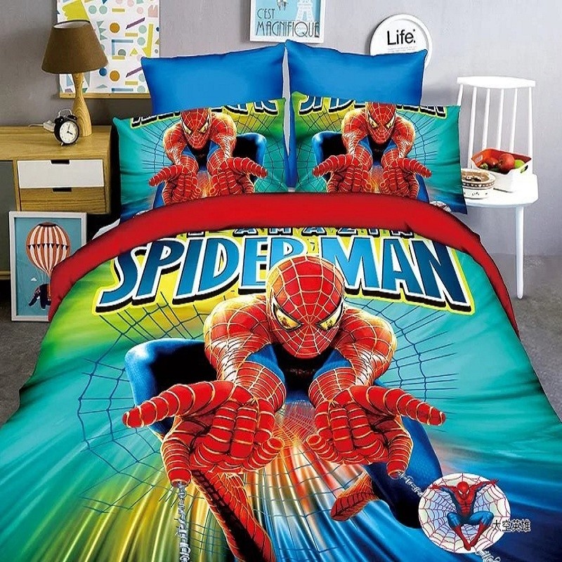 Disney Kids New Captain America The Avengers Spiderman Baby Bedding Set Twin Single Duvet Cover Pillowcase For Boys Children Gift