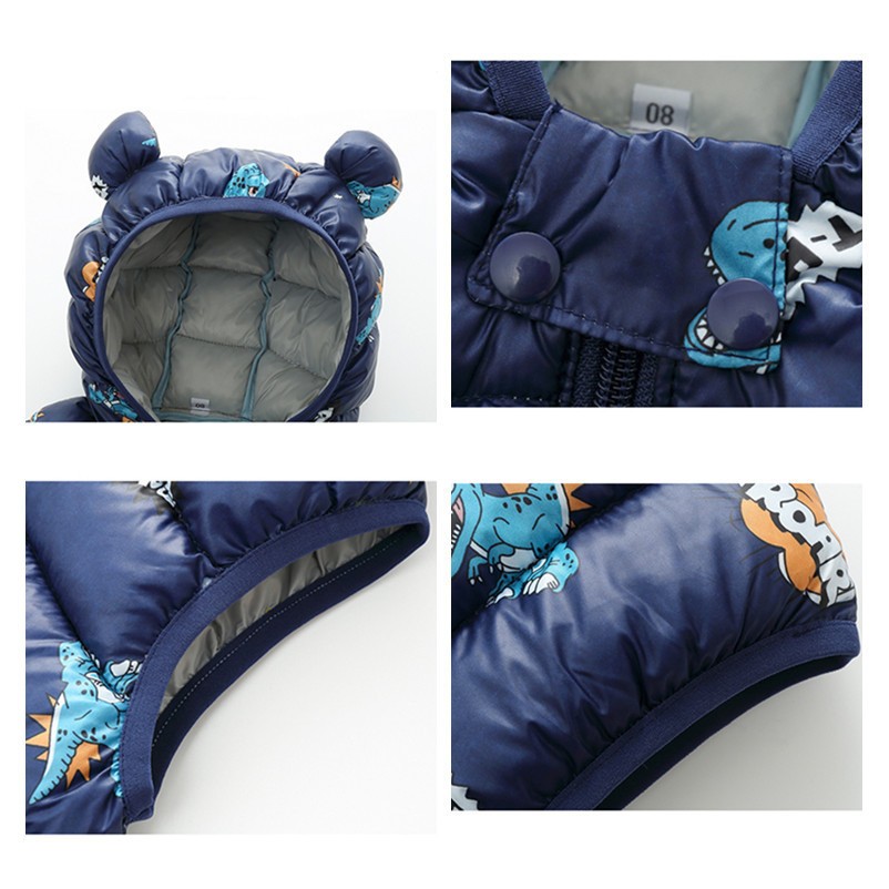 Children Outerwear Baby Girl Clothes Winter Boy Vest Autumn Clothes Infant Waistcoat Dinosaur Sleeveless Toddler Hooded Cotton Coat