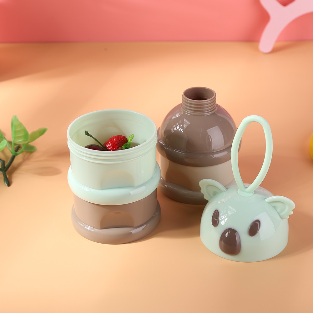 Bear Pattern Portable Baby Food Storag Slot Box Multigrain Cartoon Infant Milk Powder Tray Food Snack Container