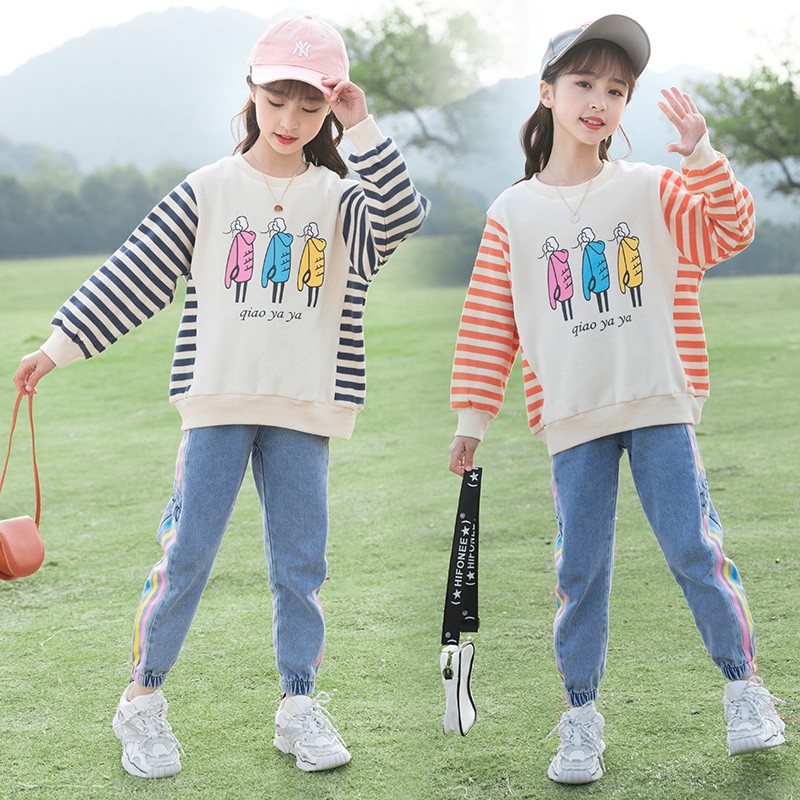 WKPK 4-18Year Girl Clothes New Spring Autumn Outdoor Casual Fashion Children Sportswear Cotton Comfortable Soft Kids Clothes