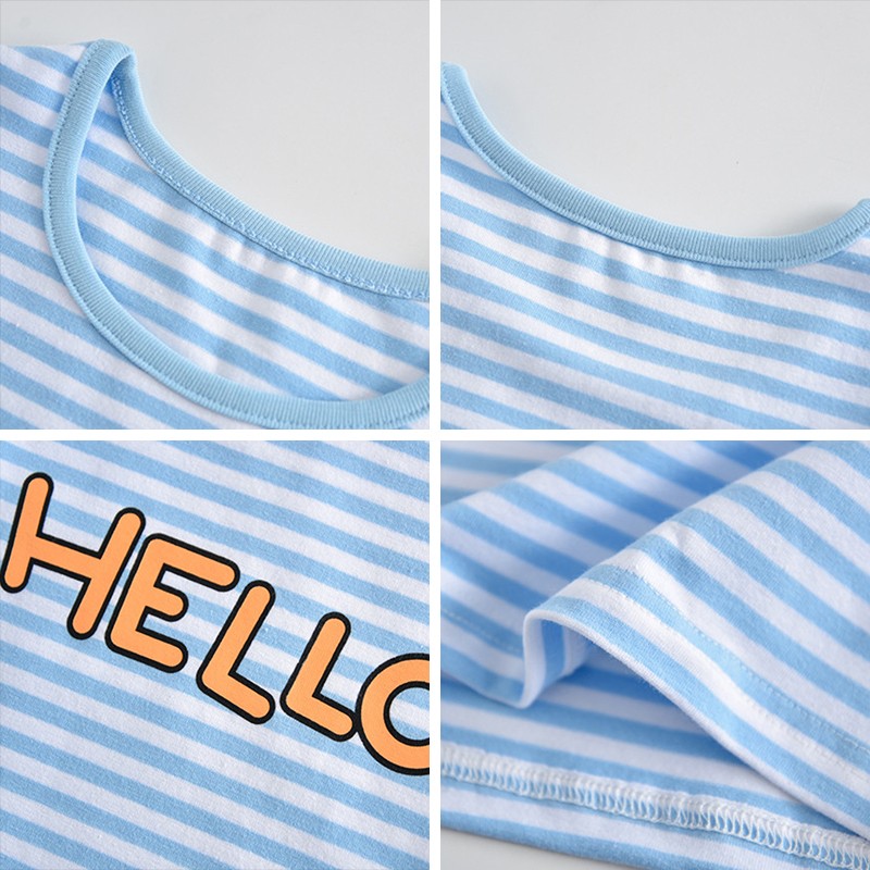 Boys and girls' short-sleeved striped cotton T-shirt, 2-7T clothes, summer 2021