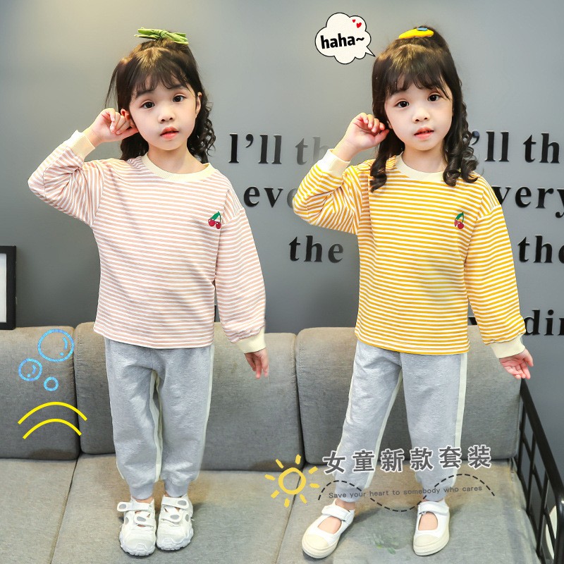 Baby Girls Clothes Sets Kids 2022 Fashion Infant Spring Autumn Cotton 2pcs Outfits Striped Sweatshirt+Pants Baby Tracksuit