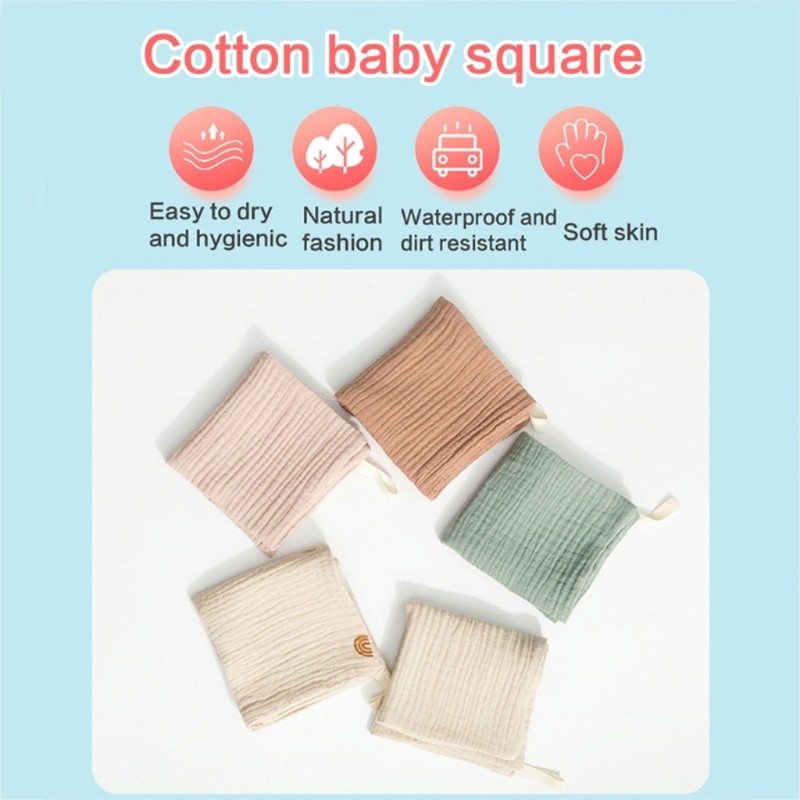 67JC 5pcs baby face cloth soft absorbent gauze saliva towel bib bath towel towel