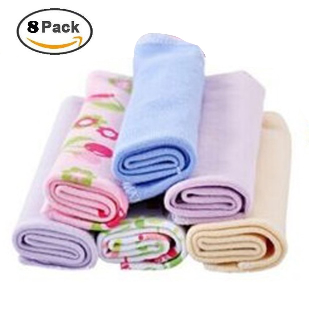 8pcs Multifunctional Cotton Blend Baby Durable Lightweight Portable Square Soft Home Thin Bath Towel