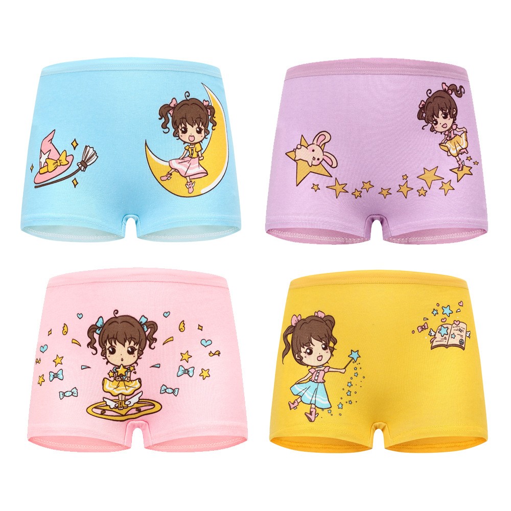 4pcs/lot Kids Girls Underwear Cotton Boxer Girl Comfortable Breathable Safety Pants Children's Panties