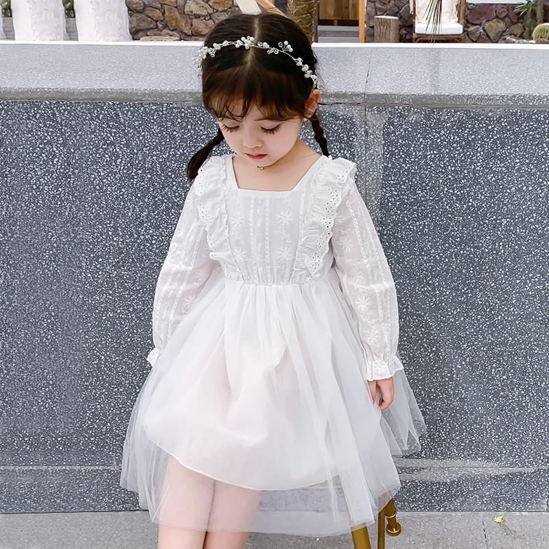 Baby Girls Christmas Dress Summer Birthday Party Princess Dress Long Sleeve Floral Dresses For Girls