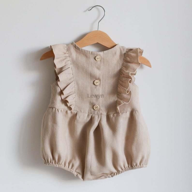 Summer Newborn Infant Baby Girls Romper Cotton Linen Ruffles Sleeveless Infant Playsuit Jumpsuit Overalls onabiece Baby Clothes