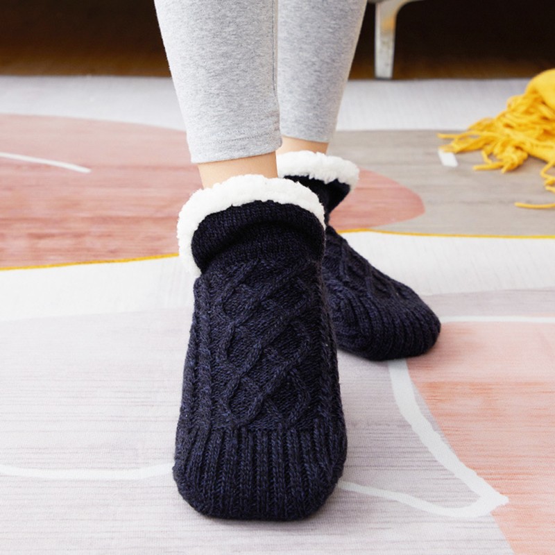 1 Pair Thick Warm Sleep Socks Slippers Women Girls Autumn Winter Velvet Home Floor Socks Non-slip Mid-tube Kawaii Cute Socks