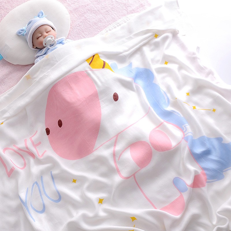 110x110cm Breathable Cartoon Bath Towel Newborn Swaddle Wrap High Quality Baby Blanket Infant Bedding Baby Ice Silk Blankets