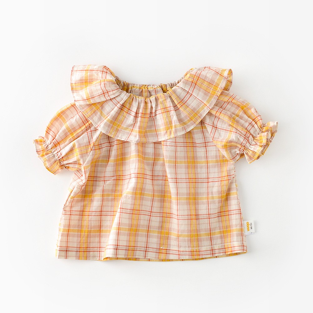 Summer Newborn Baby Shirts Twin Clothes Fashion Plaid Shirts Infant Peter Pan Neck Baby Shirts 0-3 Years