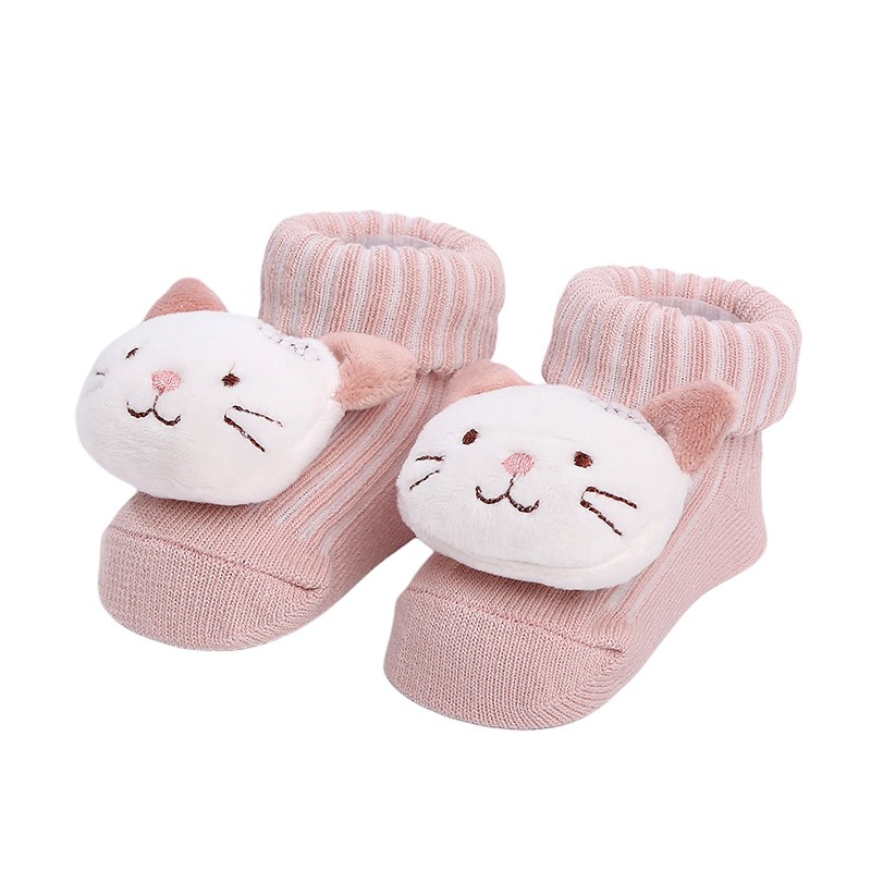 Newborn Baby Girl Boy Cute Cartoon Pattern Cotton Socks Infant Anti-slip Warm Floor Socks Medium Tube Knitted Socks