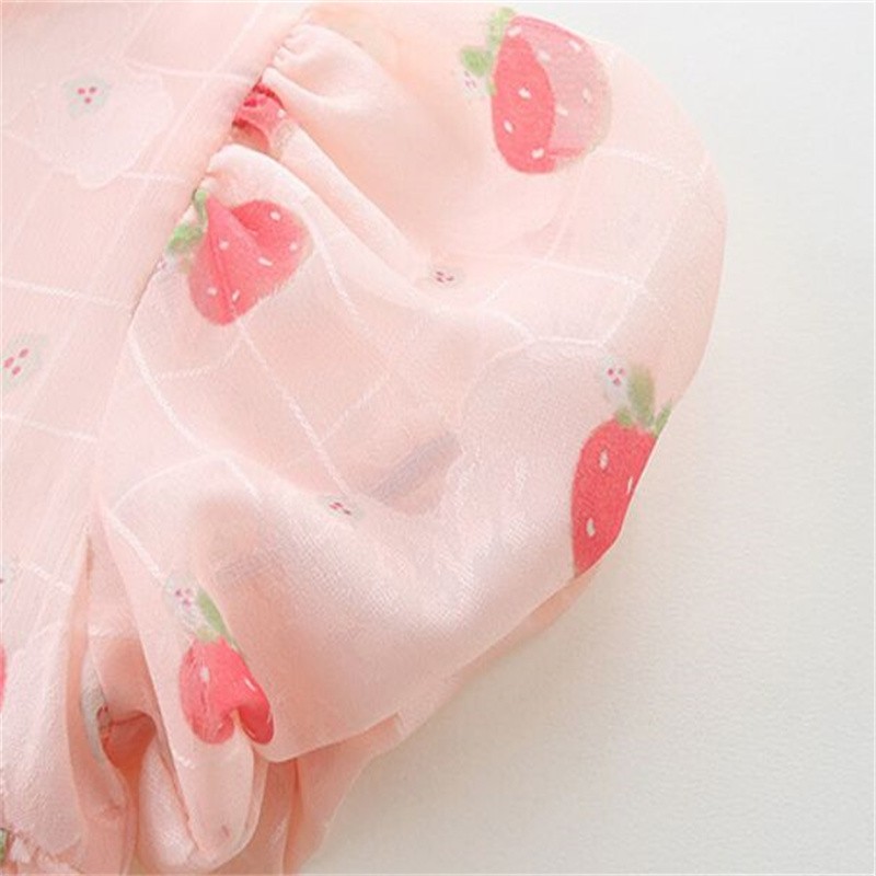 LAUDKA Summer 0-24M Girls Cotton Strawberry Print Underwear Infant Princess Jumpsuit Summer Chinese Style Lace Clothes 2022