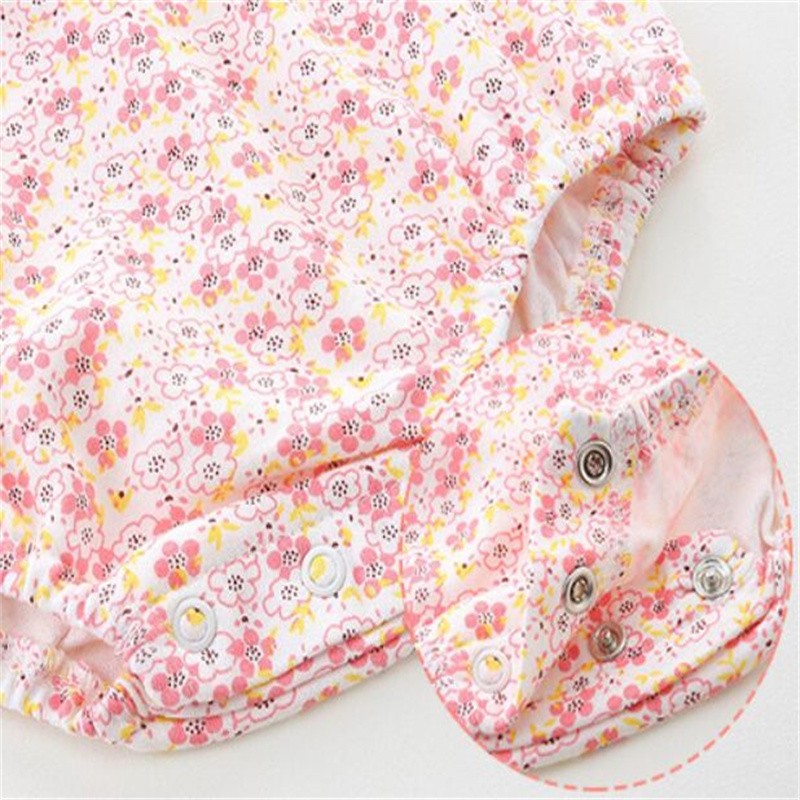 LAUDKA 0-24M Newborn Baby Girls Clothes Summer Princess Print Cotton Hoodies Baby Jumpsuit Fashion Girls Clothes