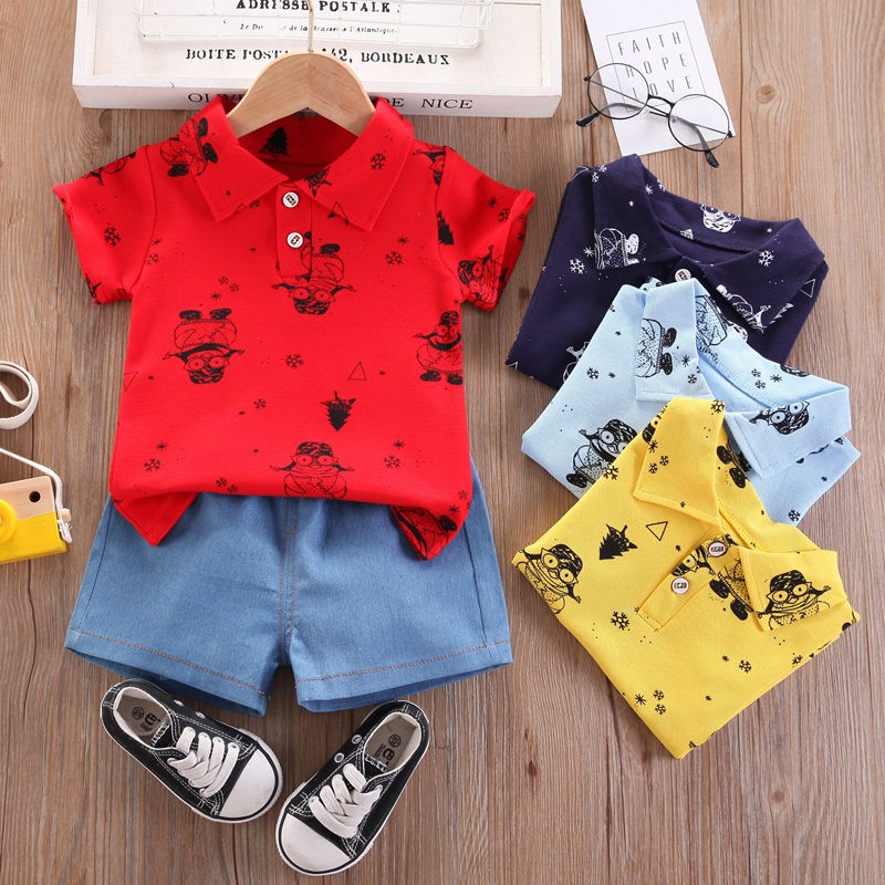 2022 kids clothes suit summer children boy girl full printed T-shirt shorts 2pcs/sets infant children clothing 1 2 3 4 years