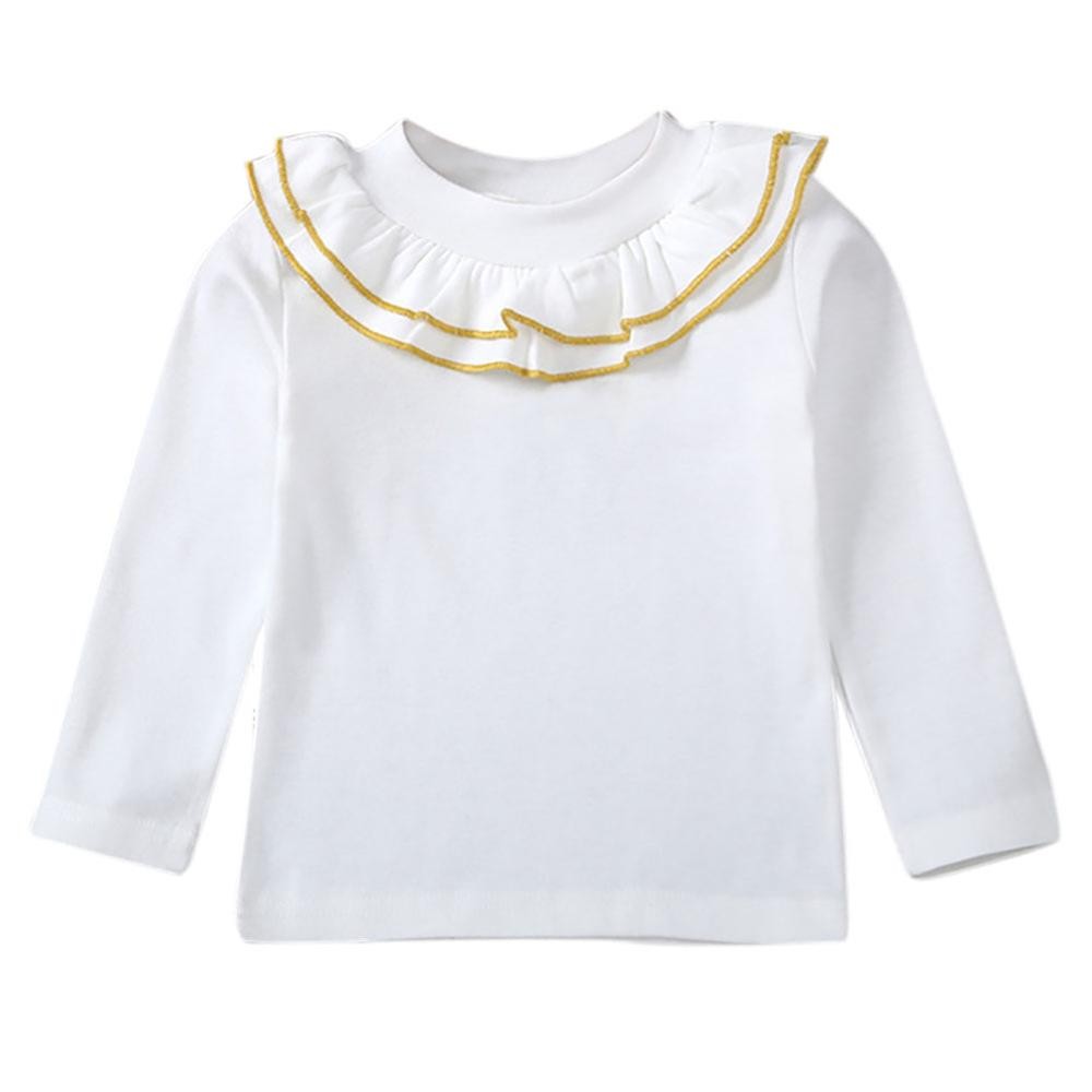 2021 New Autumn Baby Girl Long Sleeve Cotton T-Shirts Kids Solid Printed Tops Tees Casual Blouse 2-8Y